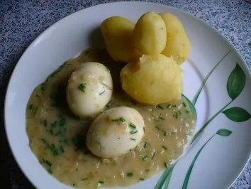 Rezept: Eier - wachsweichgekocht mit Senf-Sahne-Soße Bild Nr. 2 Eier - wachsweichgekocht mit Senf-Sahne-Soße - Rezept - Bild Nr. 2