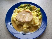 Spargel mit Pasta und Schmetterlingssteak - Rezept