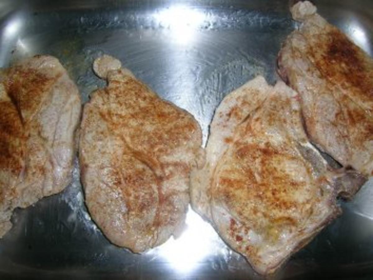 Zwiebel-Sahne-Schnitzel  mit Kartoffelpüree(oder Kotelett/Putenschnitzel/Hähnenbrustfilets - Rezept - Bild Nr. 5
