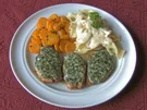 Rezept: Putenmedaillons mit Kräuter - Käsekruste, Gorgonzolanudeln und Möhren Putenmedaillons mit Kräuter - Käsekruste, Gorgonzolanudeln und Möhren - Rezept