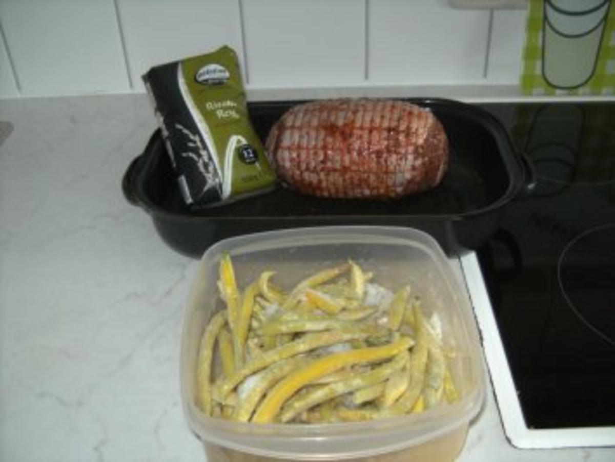 Putenrollbraten mit Risotto und Kartoffel-Bohnen-Gemüse - Rezept - Bild Nr. 2
