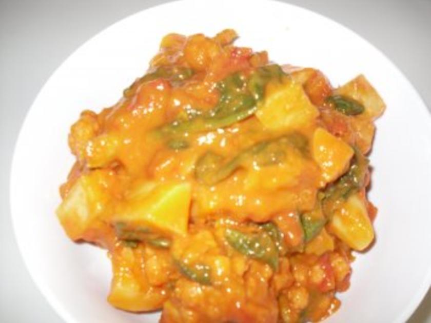 Kuerbis Blumenkohl Kokos Curry - einfach - 28 kcal/100g Kuerbis Blumenkohl Kokos Curry - einfach - 28 kcal/100g