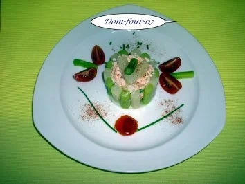 Krabbencocktailmousse von weißen & grünen Spargel umhüllt - Rezept - Bild Nr. 2