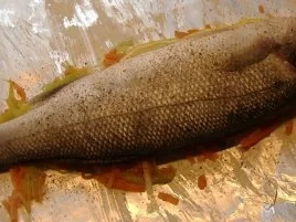 Wolfsbarsch aus der Folie mit Gemüsejulienne und Basilikumvinaigrette - Rezept - Bild Nr. 3