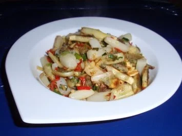 Gebratene Maultaschen mit Spargel und scharf gewürzt - Rezept - Bild Nr. 6