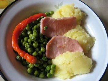Erbsen mit Schinken - Rezept