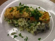 Champignon-Risotto mit Lachs und Zitronenbutter - Rezept