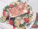Gebratener Schafskäse auf Salat - Rezept
