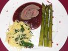 Rinderfilet an Spaghetti-Rucola-Nest und grünem Spargel - Rezept