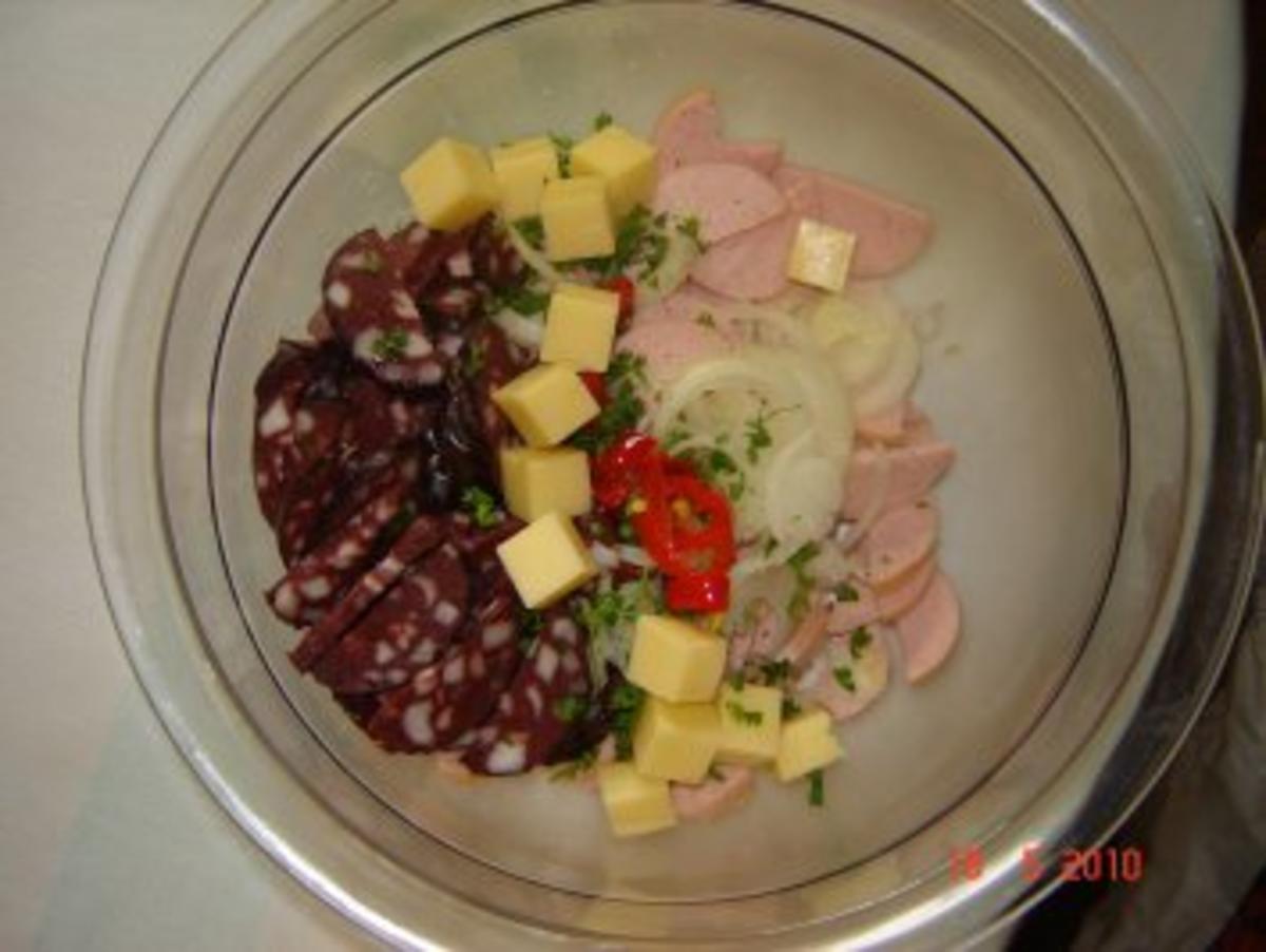 Salate : Schwarz-/Fleischwurstsalat - Rezept - Bild Nr. 4