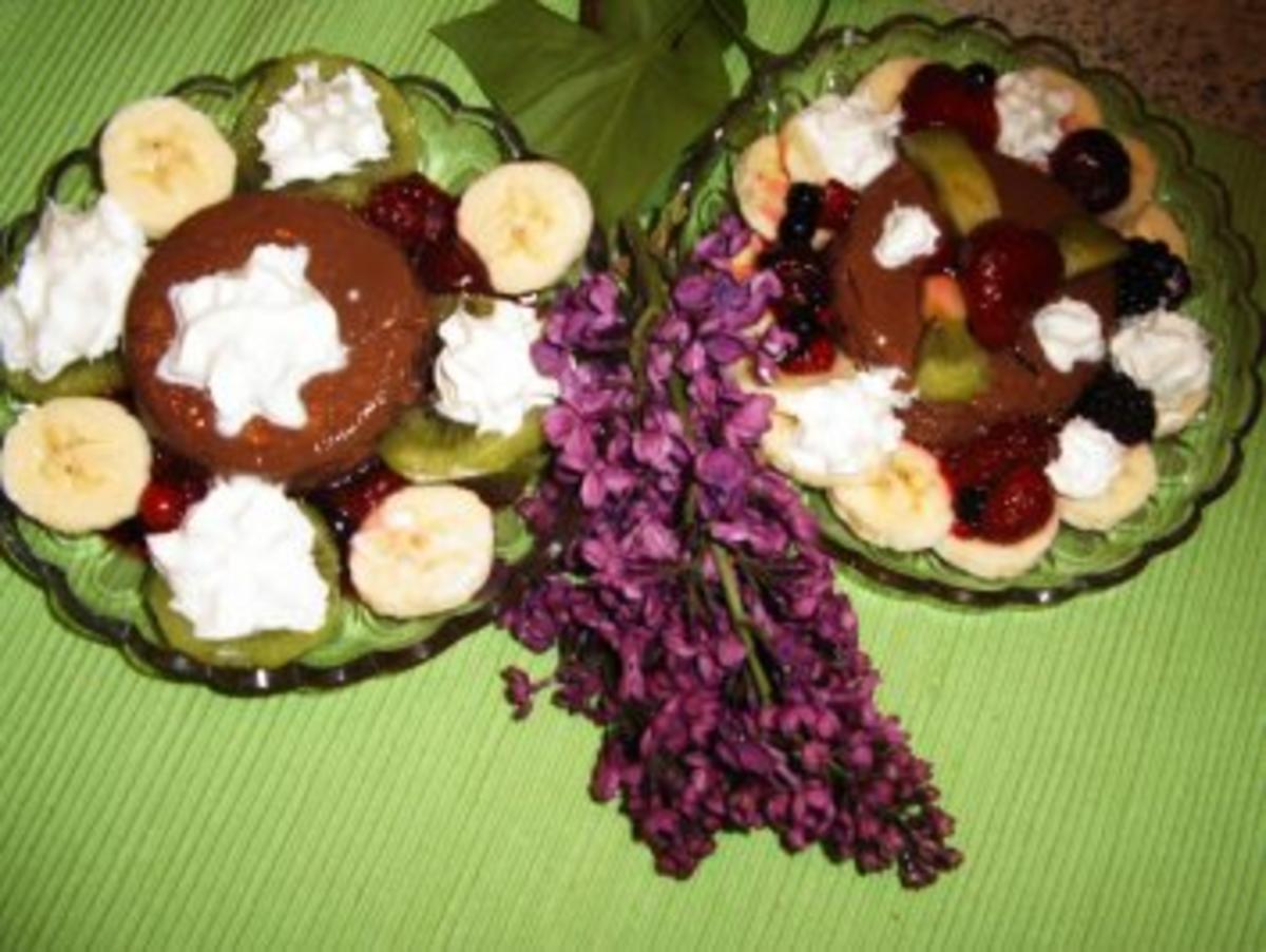 Schoko-Cilli -Pudding mit Früchten - Rezept