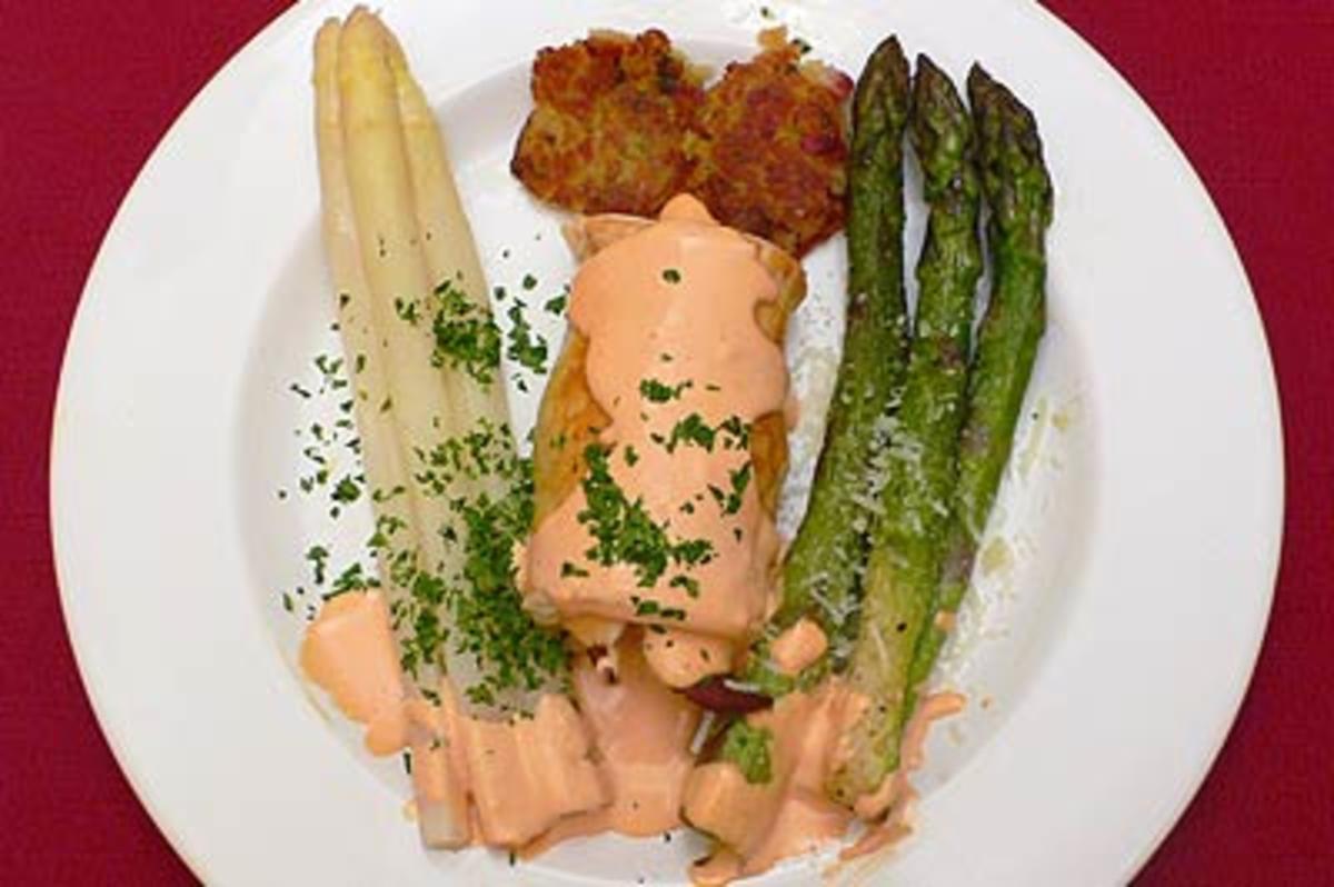 Bilder für Lammfilet in Blätterteig mit Spargel und Macairekartoffeln - Rezept