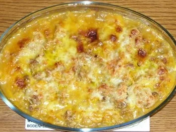 Rezept: Auflauf herzhaft - Hackfleisch-Auflauf süss-sauer-pikant Auflauf herzhaft - Hackfleisch-Auflauf süss-sauer-pikant - Rezept