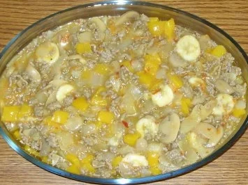 Rezept: Auflauf herzhaft - Hackfleisch-Auflauf süss-sauer-pikant Bild Nr. 3 Auflauf herzhaft - Hackfleisch-Auflauf süss-sauer-pikant - Rezept - Bild Nr. 3