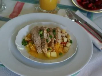 Rezept: Hähchenbrust auf Obstsalat Bild Nr. 6 Hähchenbrust auf Obstsalat - Rezept - Bild Nr. 6