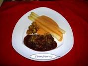 Schwarzwälder=(Badischer) Zwiebelrostbraten ,Spargel & Kartoffelwürfel 2.Gang - Rezept