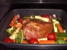 Schweinebraten "Greek" mit  Schmorgemüse und Rosmarinkartoffel - Rezept
