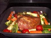 Schweinebraten "Greek" mit  Schmorgemüse und Rosmarinkartoffel - Rezept