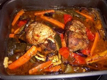 Rezept: Schweinebraten "Greek" mit Schmorgemüse und Rosmarinkartoffel Bild Nr. 2 Schweinebraten "Greek" mit Schmorgemüse und Rosmarinkartoffel - Rezept - Bild Nr. 2