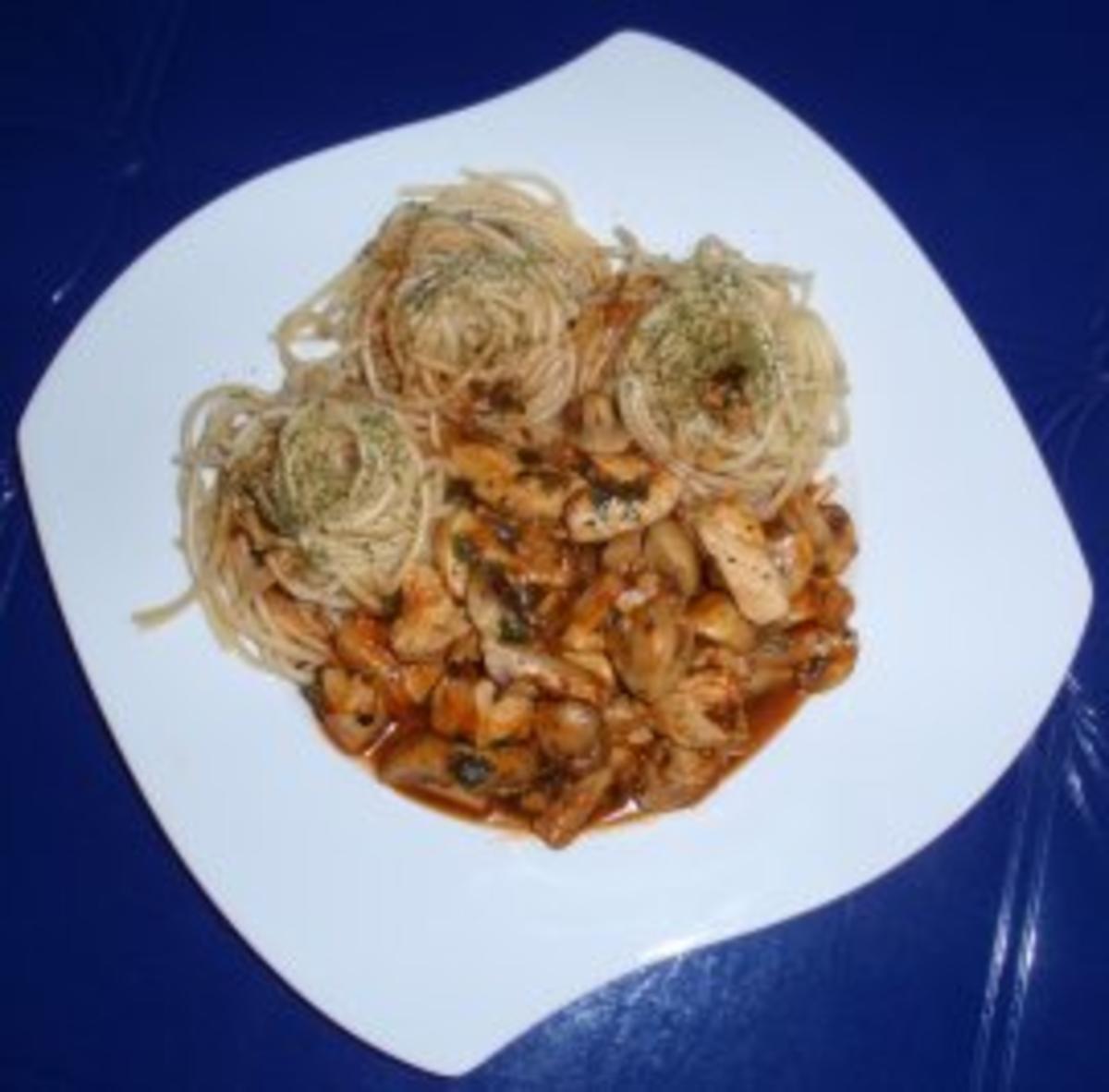 Champignon-Putengeschnetzeltes mit Spaghetti - Rezept