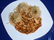 Rezept: Champignon-Putengeschnetzeltes mit Spaghetti Champignon-Putengeschnetzeltes mit Spaghetti - Rezept