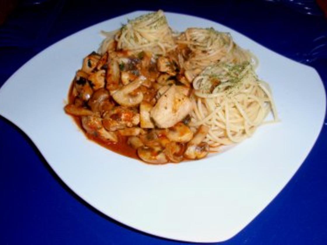 Champignon Putengeschnetzeltes mit Spaghetti - einfach - 182 kcal/100g