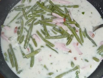 Kasseler - Bohnenpfanne an Reistürmchen - Rezept - Bild Nr. 2