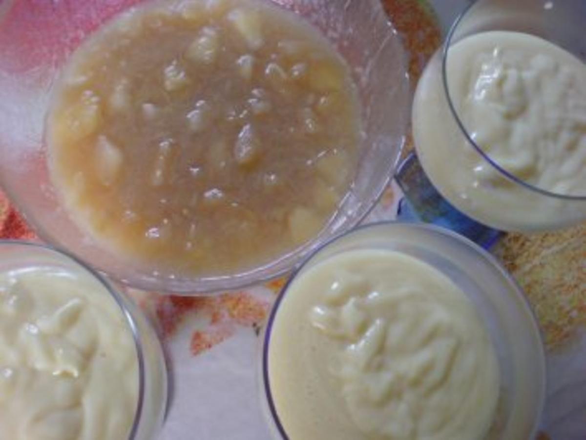 Apfel Rhabarber Kompott mit Vanillepudding - einfach - von loewe_bs