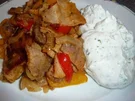 Paprika-Gyros mit Knofi-Dip - Rezept