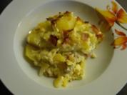 Kartoffelauflauf mit Fetacreme und Schinken - Rezept