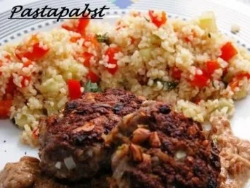 Erdnussfrikadellen mit buntem Bulgur - Rezept - Bild Nr. 5