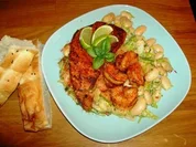 Rezept: Große weiße Bohnen mit Lauch, Tunfisch und Riesengarnelenschwänzen Große weiße Bohnen mit Lauch, Tunfisch und Riesengarnelenschwänzen - Rezept