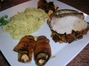 Schweinebraten nach Lorenza de Medici mit Zitronennudeln und Auberginenröllchen - Rezept
