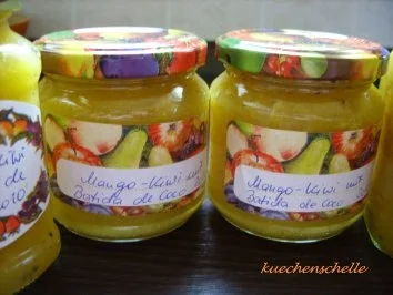 Konfitüre & Co:  Mango- Kiwi mit Batida de Coco - Rezept