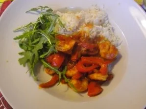 Rezept: Garnelen in einer Tomatensoße Garnelen in einer Tomatensoße - Rezept