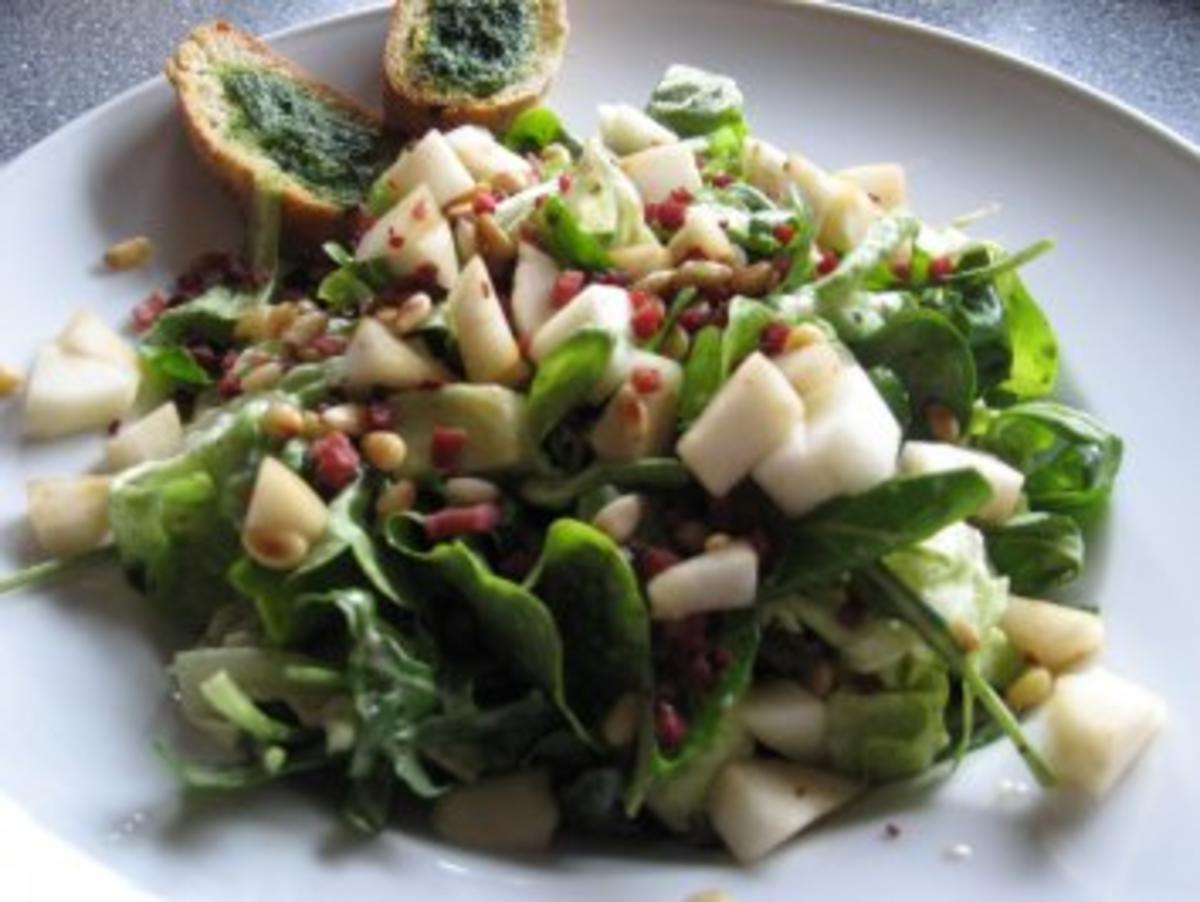 Grüner Salat mit Schinken & Pinienkernen - Rezept - Bild Nr. 2