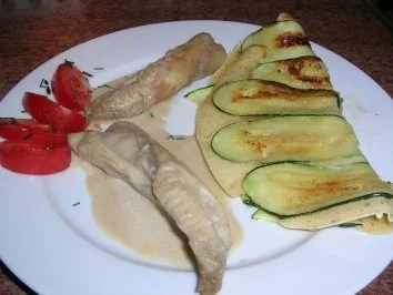 Rezept: Zucchinicrepes - als Beilage oder einfach nur "Pur" Zucchinicrepes - als Beilage oder einfach nur "Pur" - Rezept