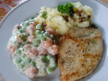 Leipziger Allerlei in Basilikum-Sahne-Soße zu Putensteaks und Kartoffelbrei - Rezept - Bild Nr. 19