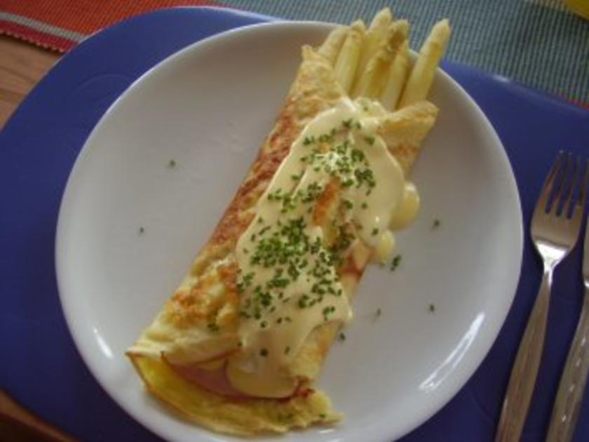 Spargel - eingewickelt in Pfannkuchen und Schinken - Rezept - kochbar.de