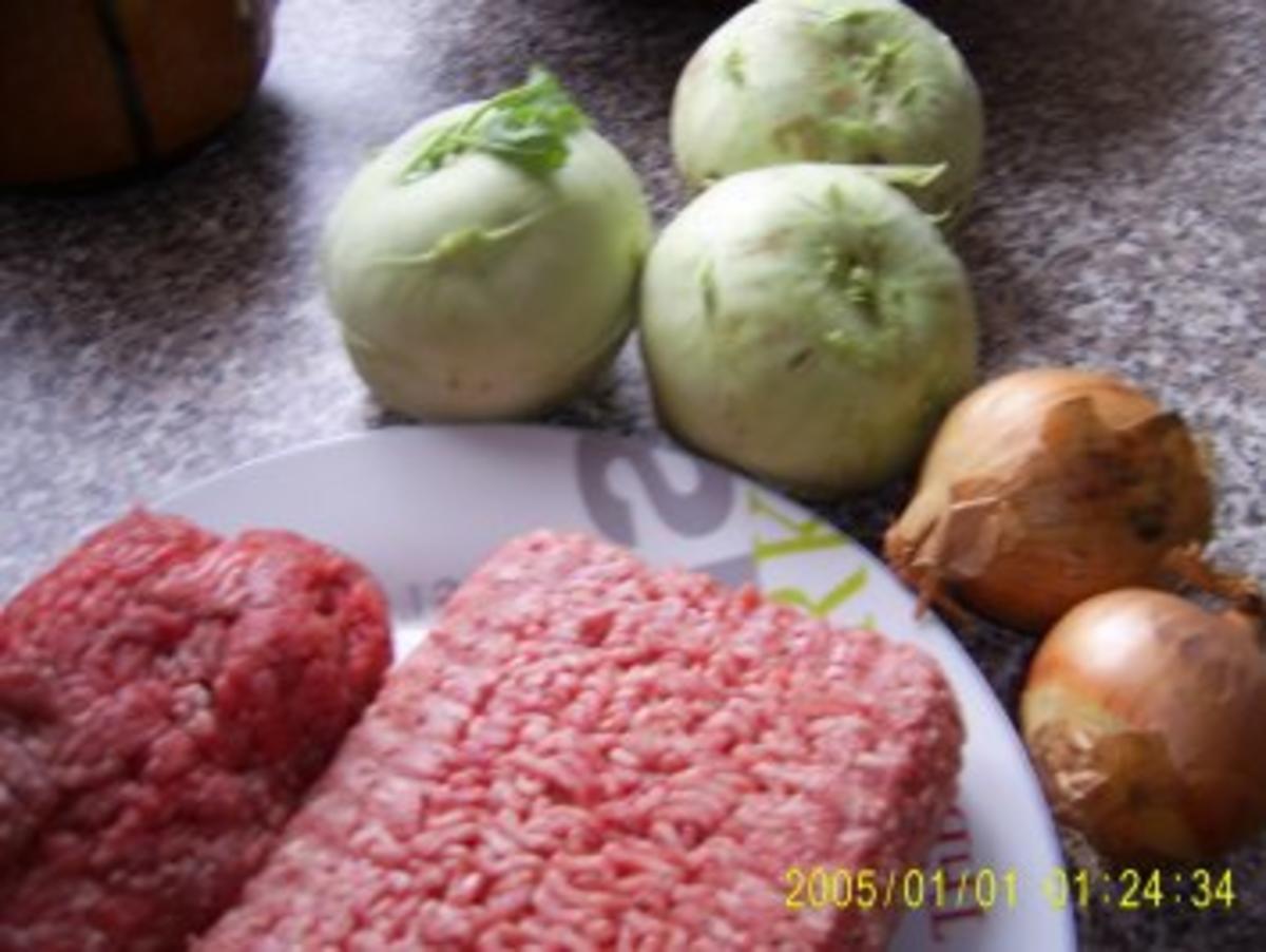 Fleischküchle und Kolrabi im Kartoffelkino - Rezept