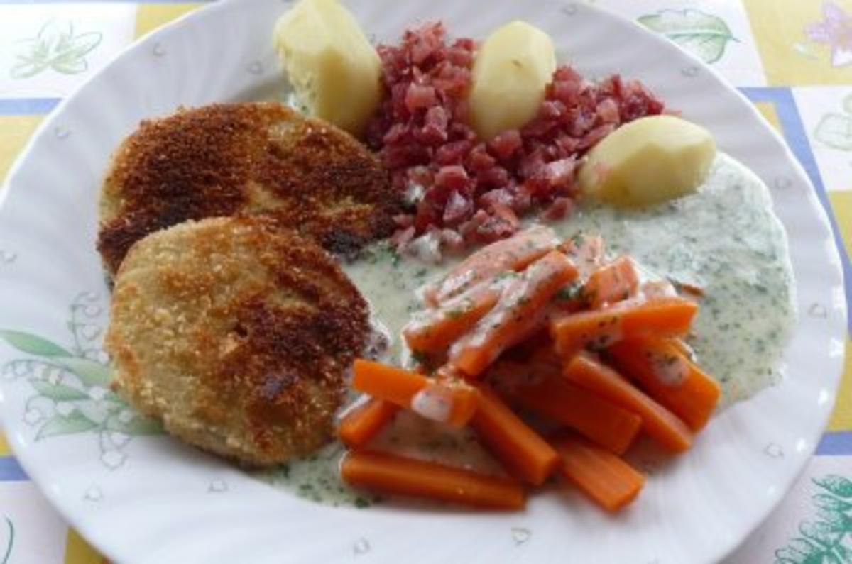 Gemüse: Gebackener Kohlrabi an Karotten und Kräutersoße - Rezept