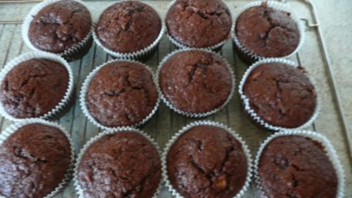 Bilder für Fluffige Schoko-Bananen-Muffins - Rezept