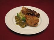 Dreierlei vom Backhendl an lauwarmem steirischem Erdäpfel-Vogerl-Salat - Rezept