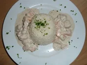 Lachspfännchen mit Reis der schnellen Art - Rezept