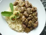 Herziges "Gulasch" mit frischen Champignons und Reis - Rezept