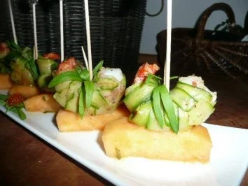 Rezept: TAPAS/FISCH:Langostinos mit Melone und Spargel Bild Nr. 5 TAPAS/FISCH:Langostinos mit Melone und Spargel - Rezept - Bild Nr. 5