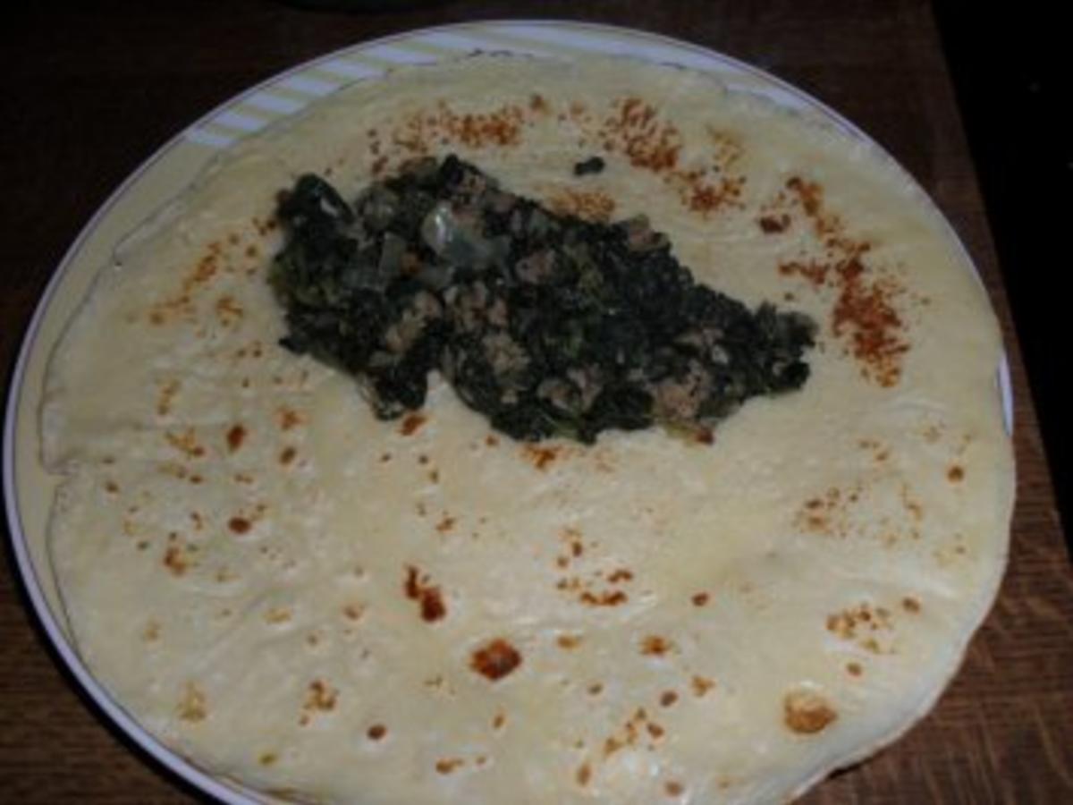 Flädle gefüllt mit Blattspinat - einfach - 25 kcal/100g