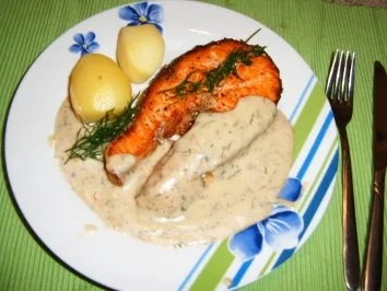 Rezept: Lachssteaks mit Dillsoße Lachssteaks mit Dillsoße - Rezept