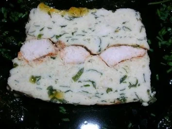 Bärlauch-Hähnchenterrine mit  Orangengelee (als Vorspeise/Hauptspeise - ganz nach Gusto) - Rezept