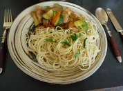 Pfannengerichte - Bunte Pfanne an Nudeln - Rezept